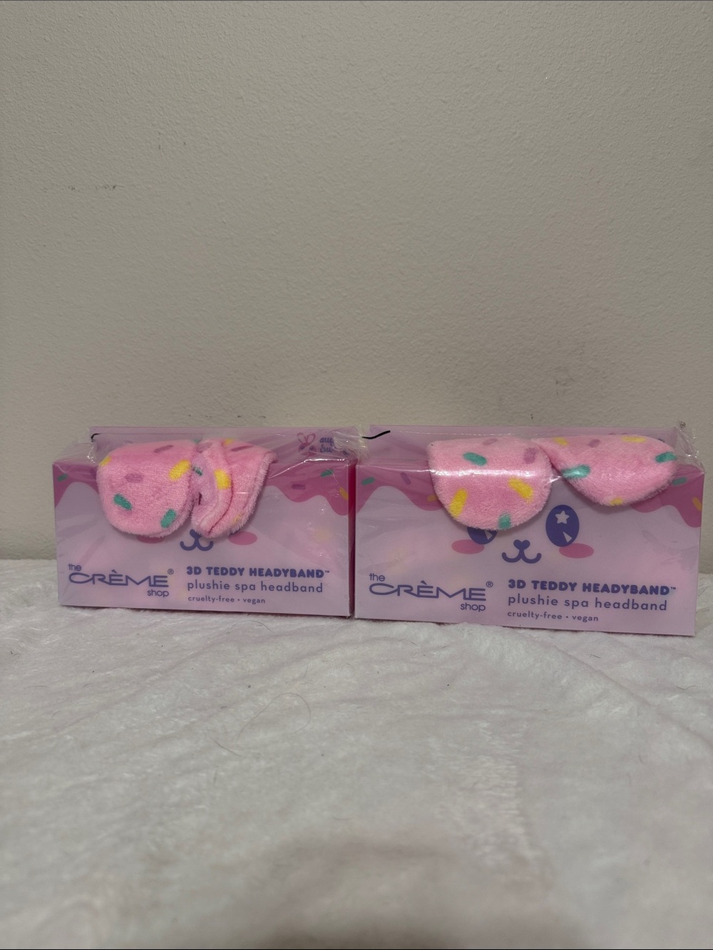 2 for 35 or 1 for 19 Pink Teddy Plush Spa Headband with Sprinkles